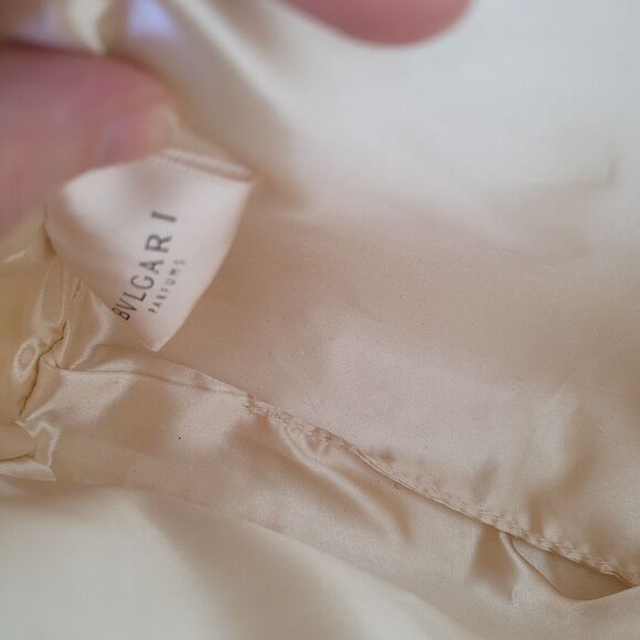 Bulgari Parfums Cosmetic Toiletry Case Champagne Beige Pouch Medium Bag Logo Zip - Picture 4 of 11